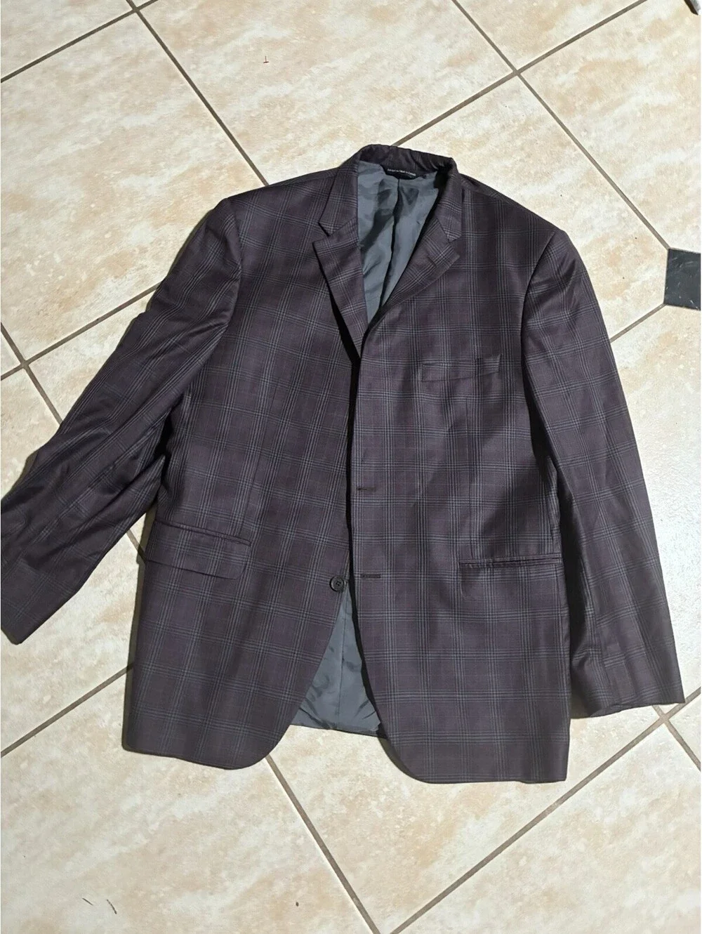 Vintage Men’s Plum Plaid Sport Coat Italian Snowflake Wool Fabric Custom Made